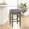 Contemporary Home Living Set of 2 Gray Backless Square Wooden Bar Stool with Leather Seats 26"